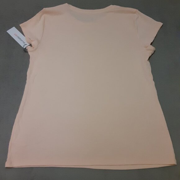 Liz Claiborne Womens Crew Neck Short Sleeve T-Shirt Size XL Light Peach - Picture 2 of 4